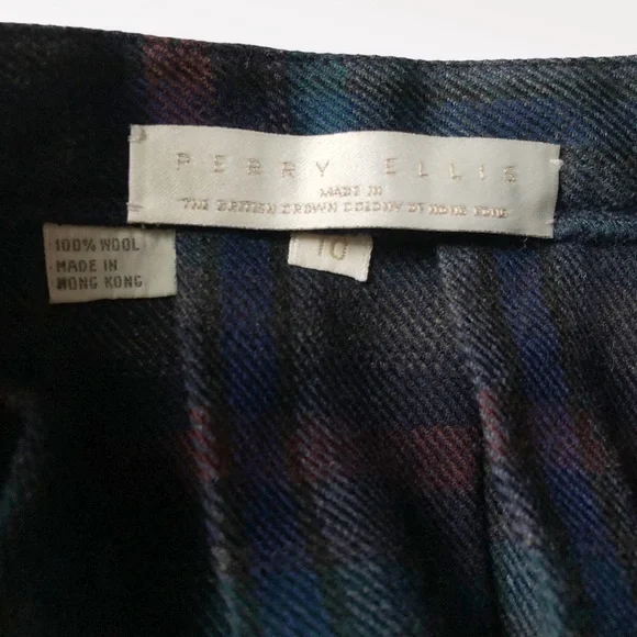 Vintage Dark Academia Box Pleated Plaid Tartan Midi Skirt Aline Perry Ellis S - Picture 6 of 8